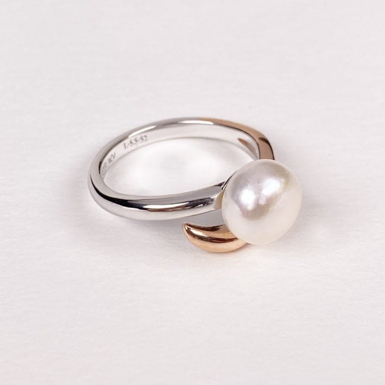 Rose and White Pearl Ring