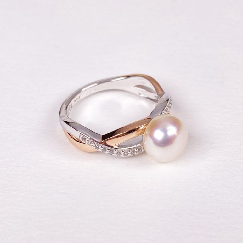 Rose and White Pearl Ring