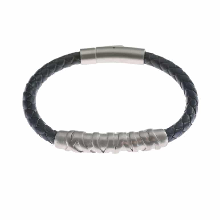 Navy Genuine Leather Bracelet