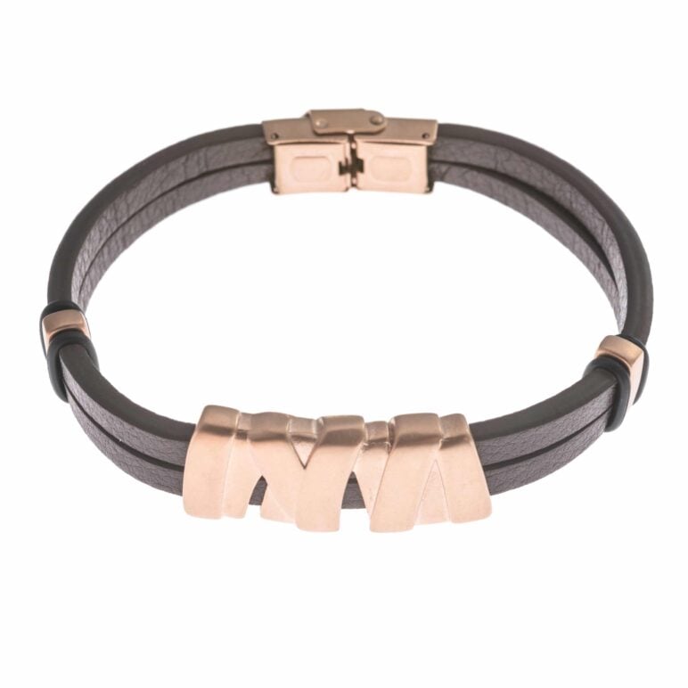 Pulsera de cuero plano - Marrón