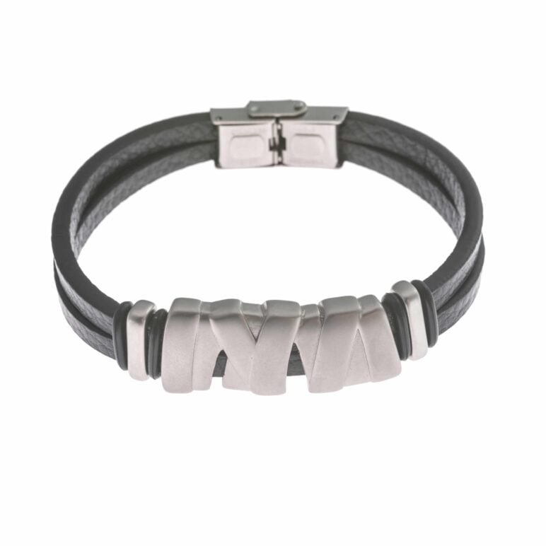 Pulsera de cuero plano - Negro