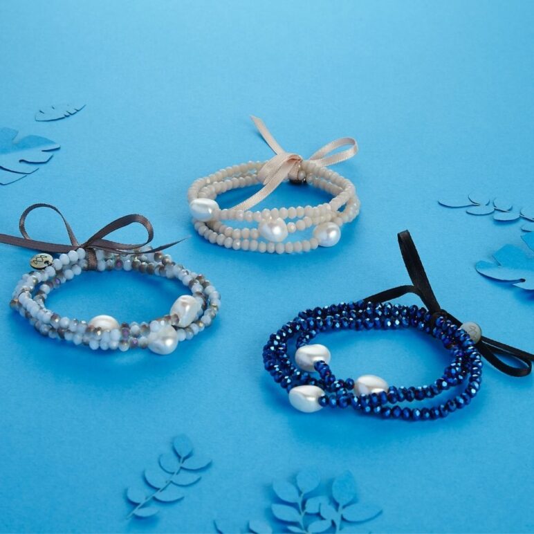 Grey Luna Crystal Triple Bracelet