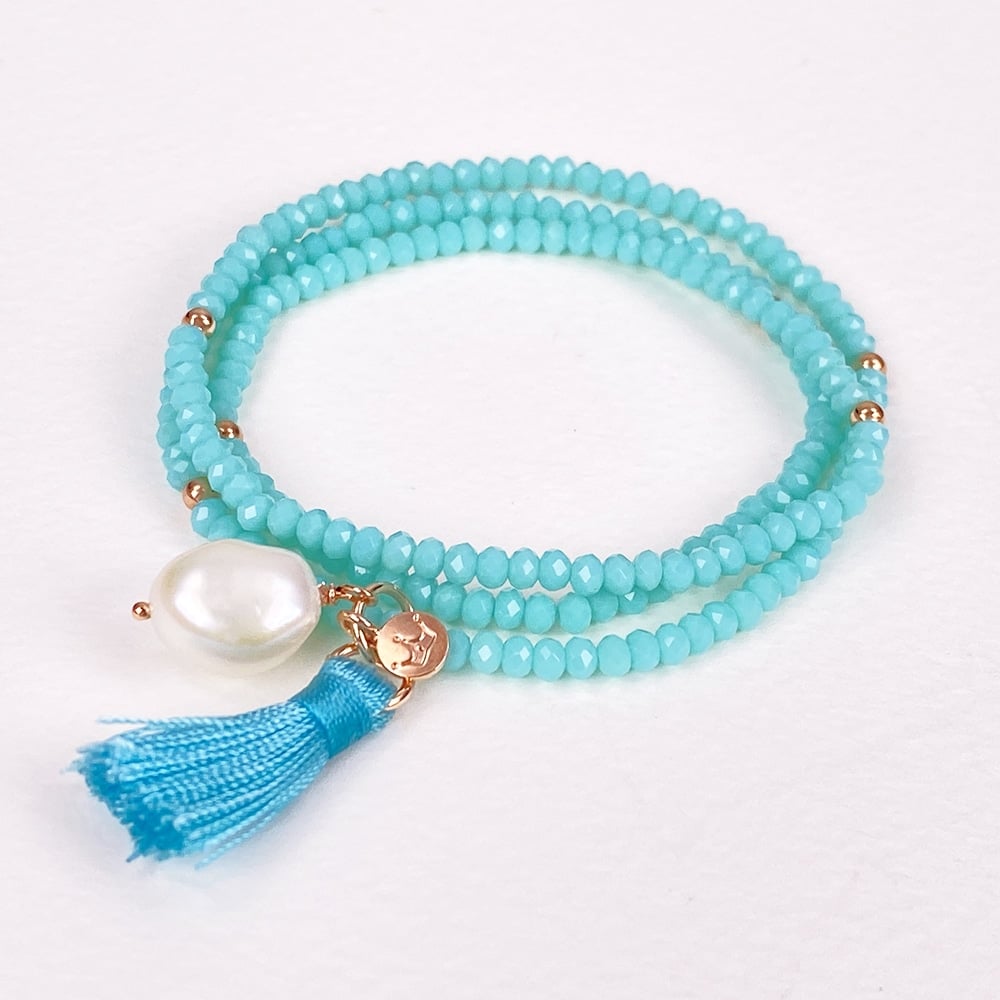 Turquoise Luna Pearl Bracelet/Necklace