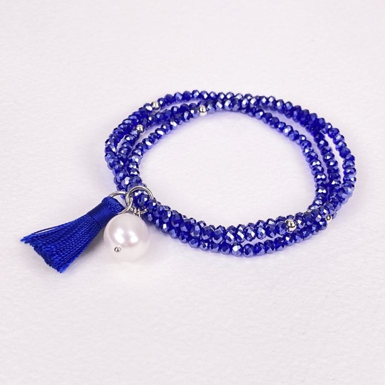 Royal Blue Luna Pearl Bracelet/Necklace