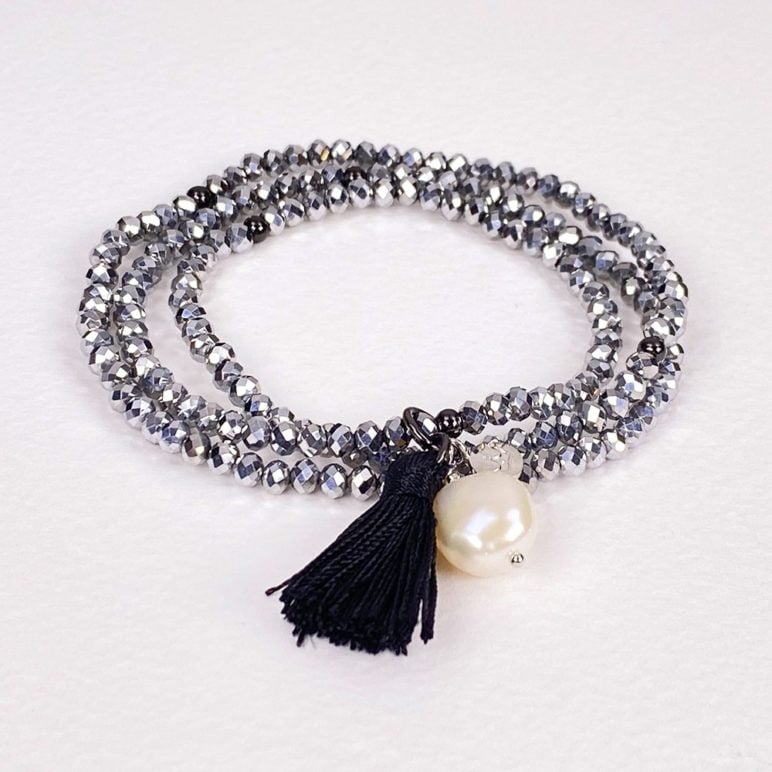 Silver Luna Pearl Bracelet/Necklace