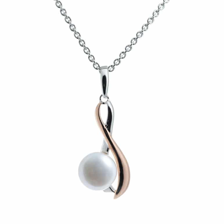 Rose and White Pearl Pendant