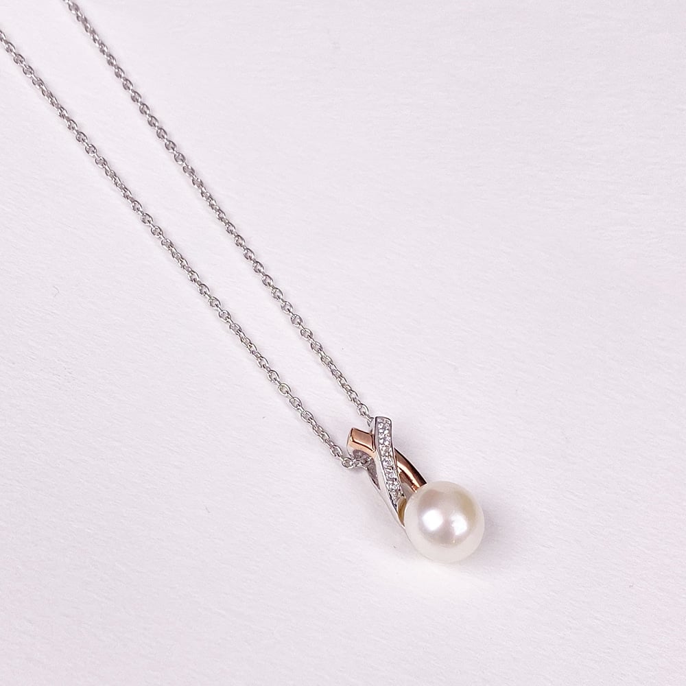 Rose and White Pearl Pendant