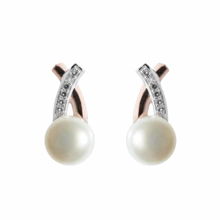 Rose and White Pearl Earrings