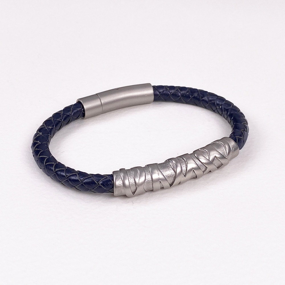 Navy Genuine Leather Bracelet