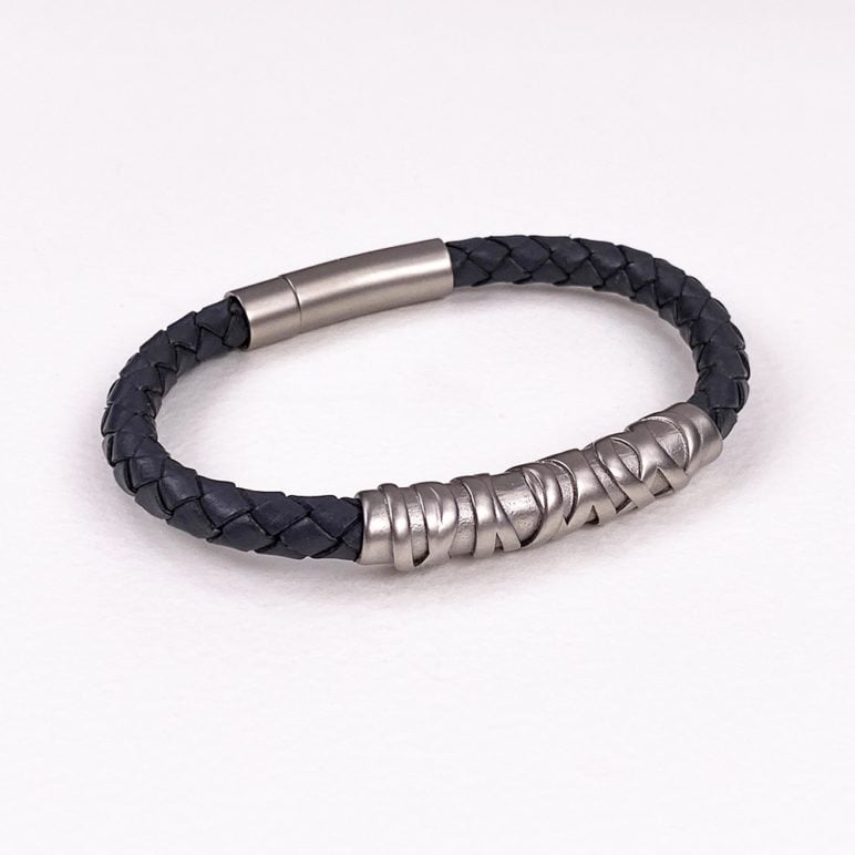 Grey Genuine Leather Bracelet