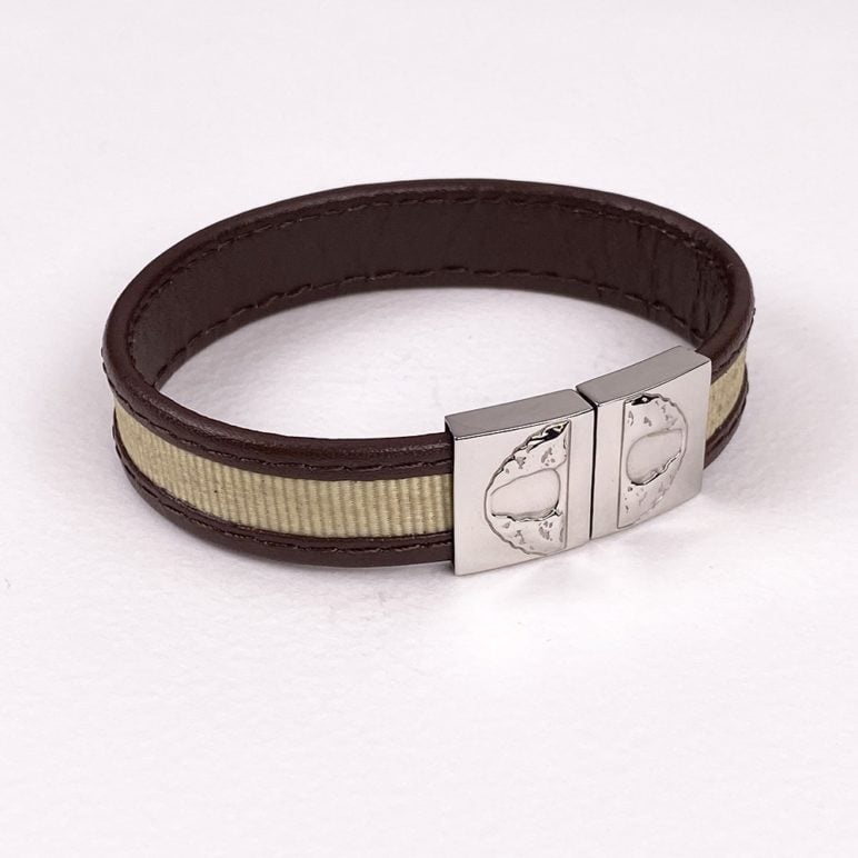 Leather And Textile Wristband
