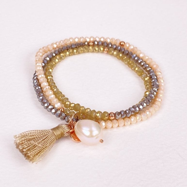 Triple Brown Luna Pearl Bracelet/Necklace