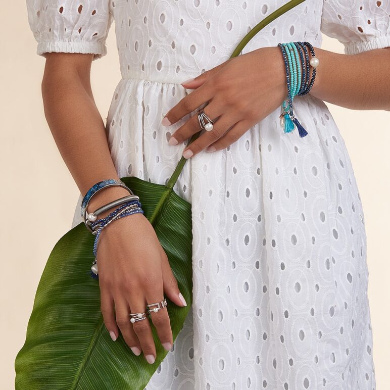 Triple Blue Luna Pearl Bracelet/Necklace