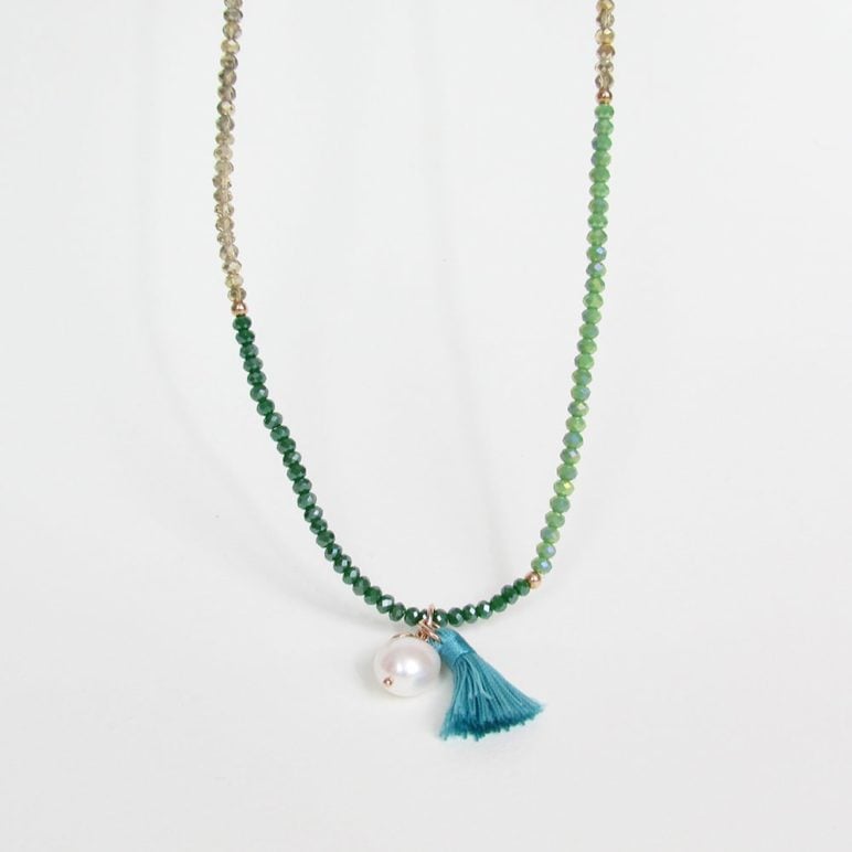 Triple Green Luna Pearl Bracelet/Necklace