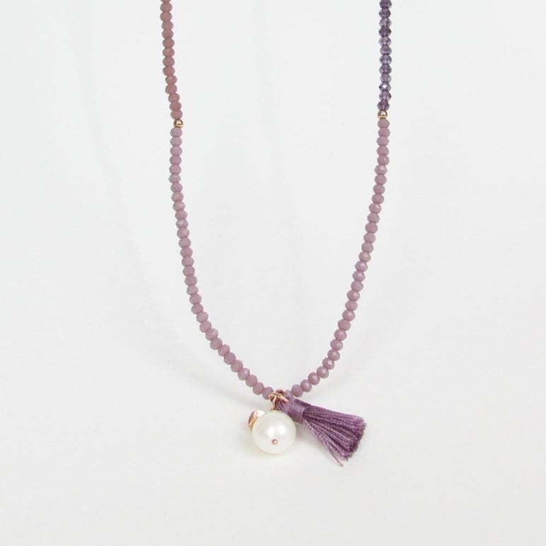 Triple Mauve Luna Pearl Bracelet/Necklace