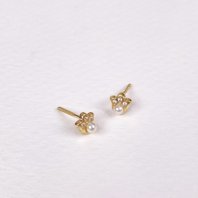 Pendientes infantiles Corona de oro 9k