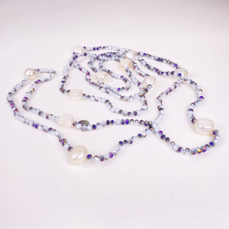Grey Luna Crystal Long Necklace