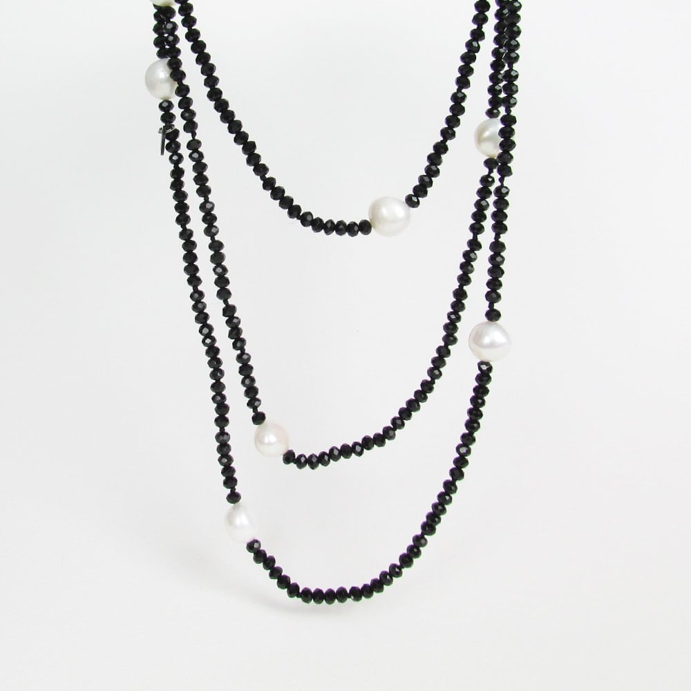 Black Luna Crystal Long Necklace