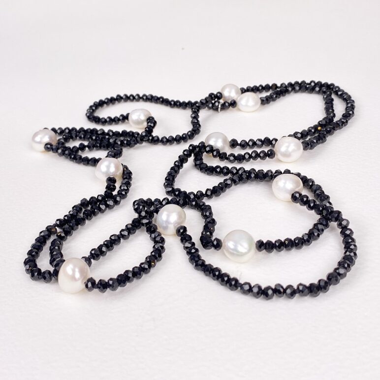 Black Luna Crystal Long Necklace