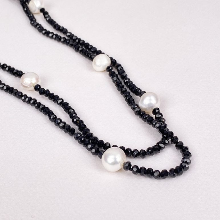 Black Luna Crystal Long Necklace