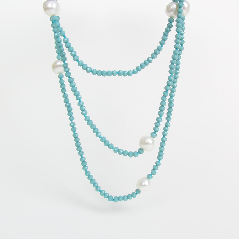 Turquoise Luna Crystal Long Necklace