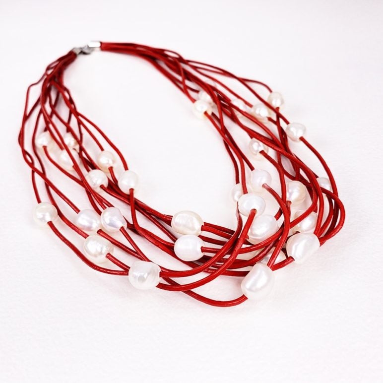 Red Calima Multi-Pearl Necklace