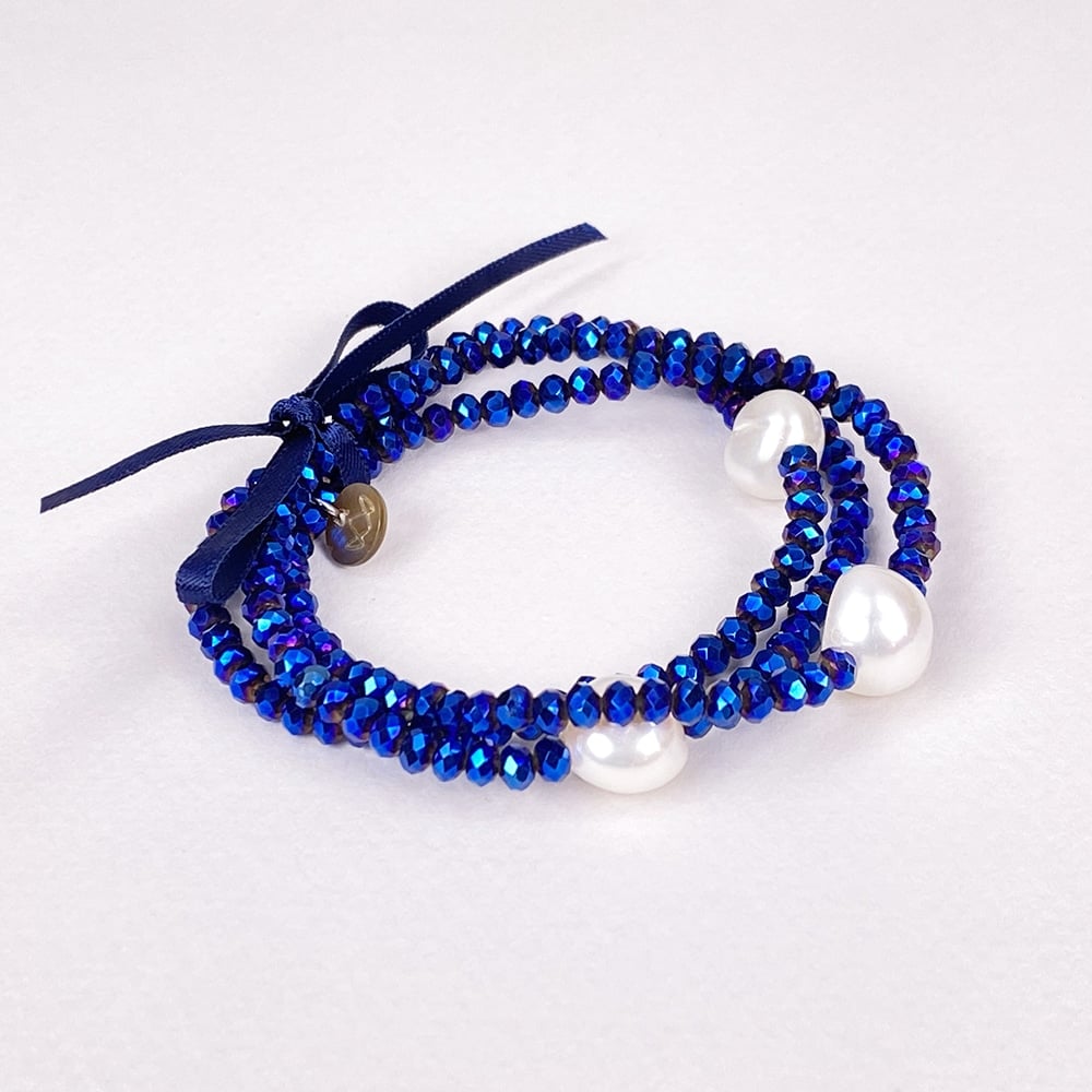 Navy Luna Crystal Triple Bracelet