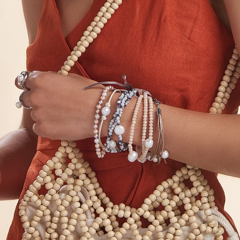 Grey Luna Crystal Triple Bracelet