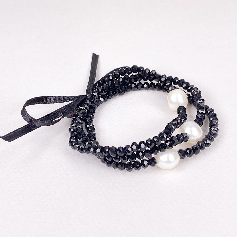 Black Luna Crystal Triple Bracelet