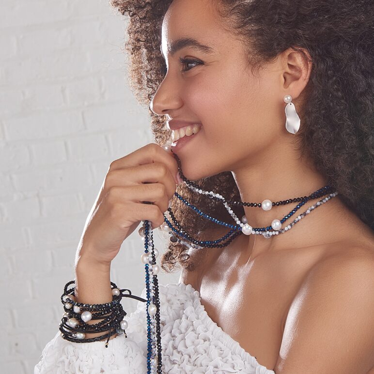 Black Luna Crystal Triple Bracelet