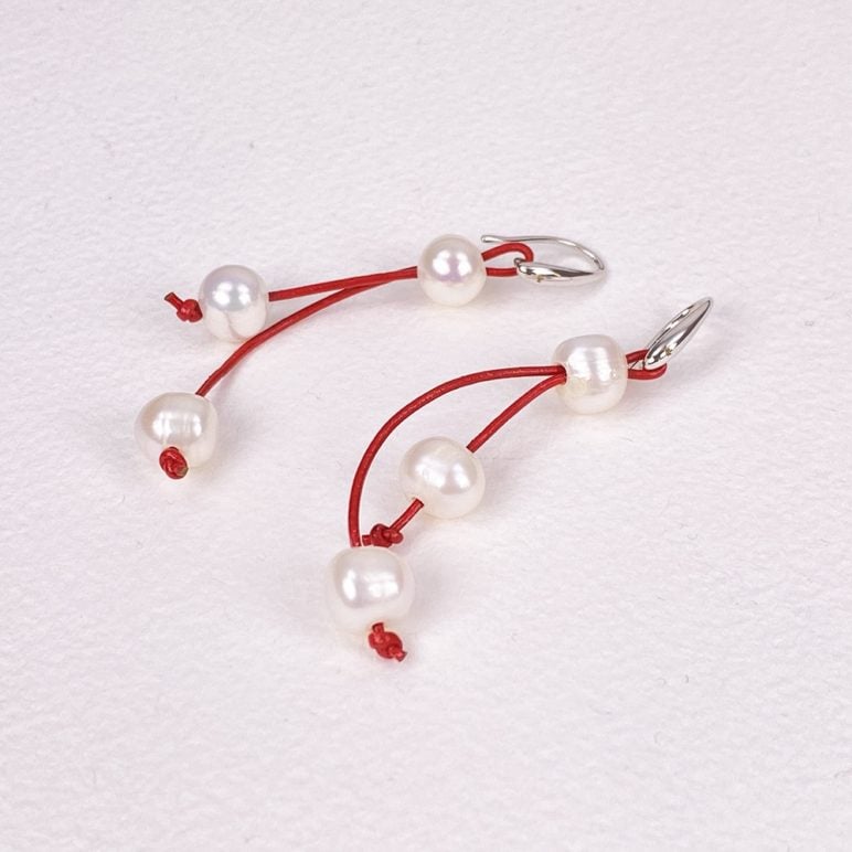 Red Calima Multi-Pearl Earrings