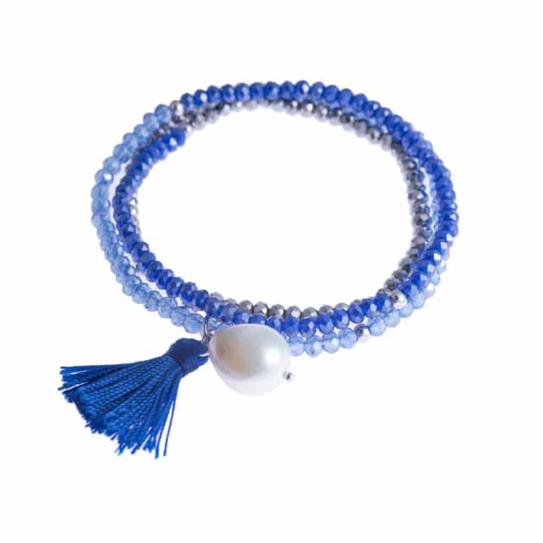 Triple Blue Luna Pearl Bracelet/Necklace