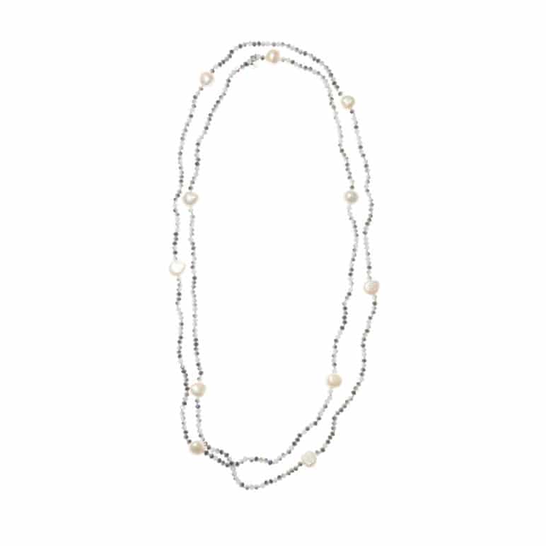 Grey Luna Crystal Long Necklace