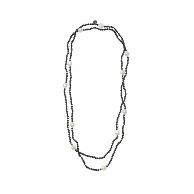 Black Luna Crystal Long Necklace