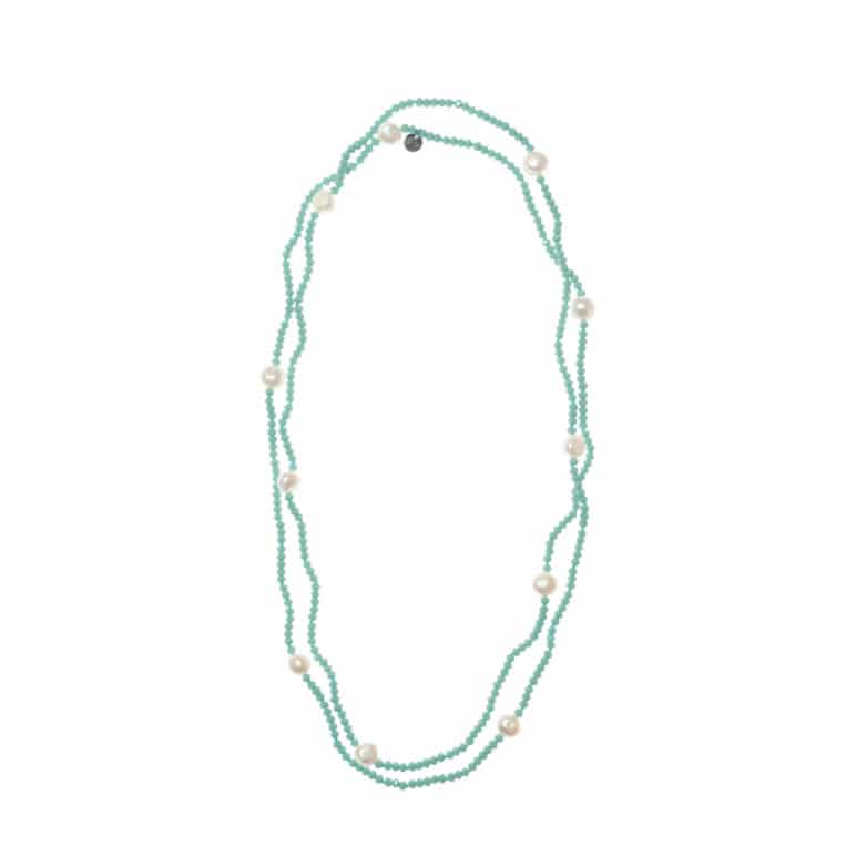 Turquoise Luna Crystal Long Necklace