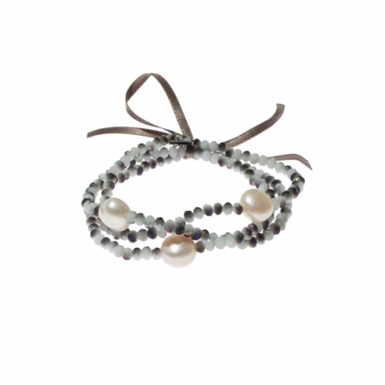 Grey Luna Crystal Triple Bracelet