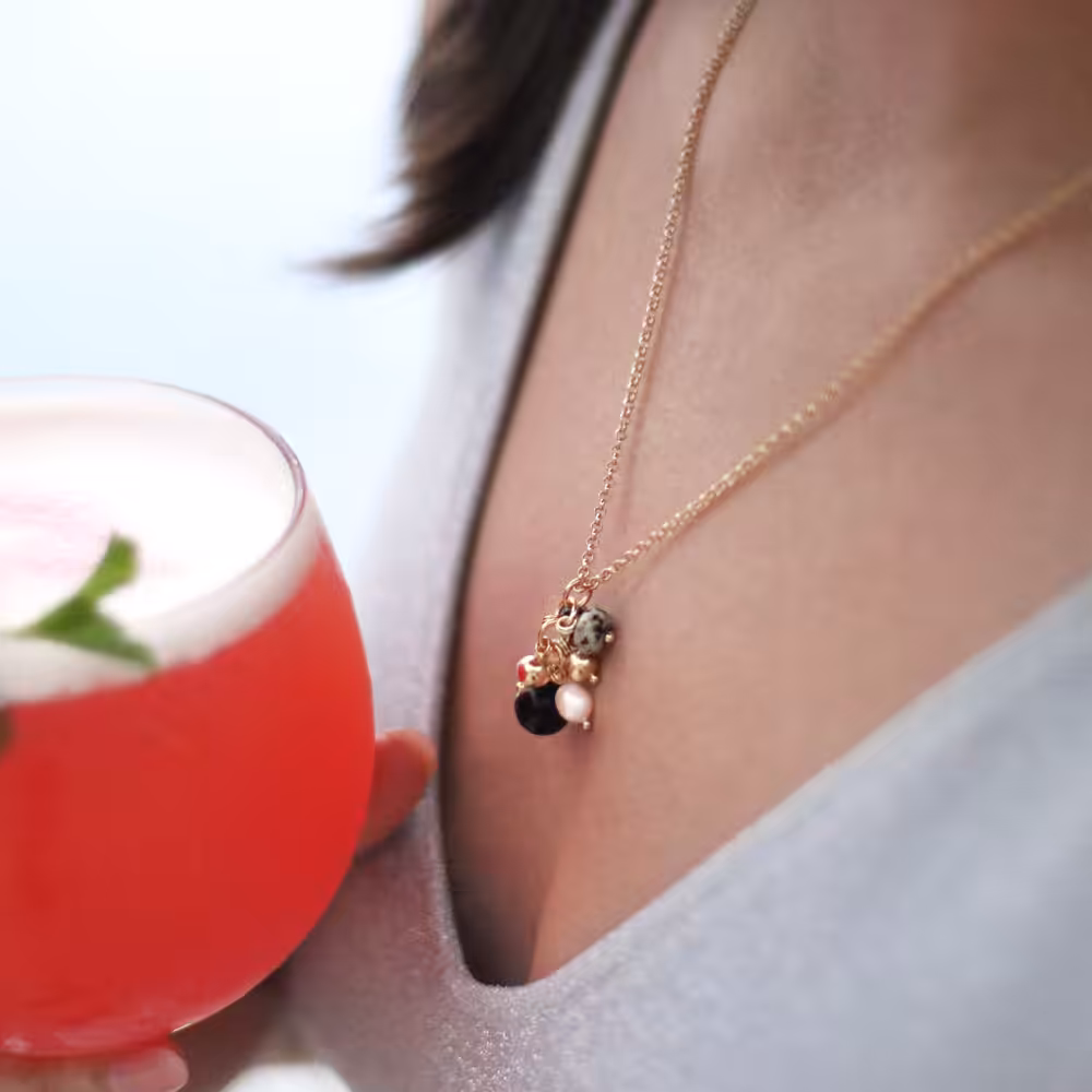 Joy Black Agate & Dalmatian Stone Pearl Pendant