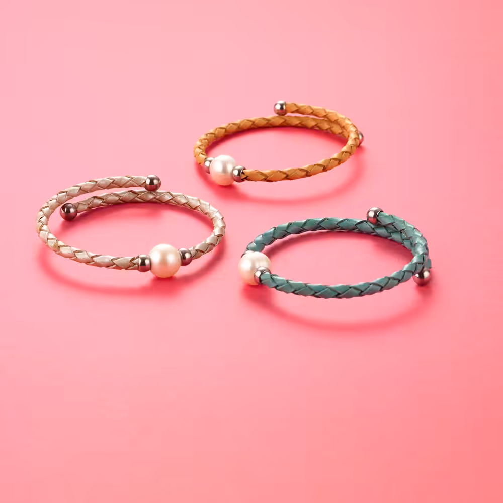 Colourful Leather Pearl Bracelets