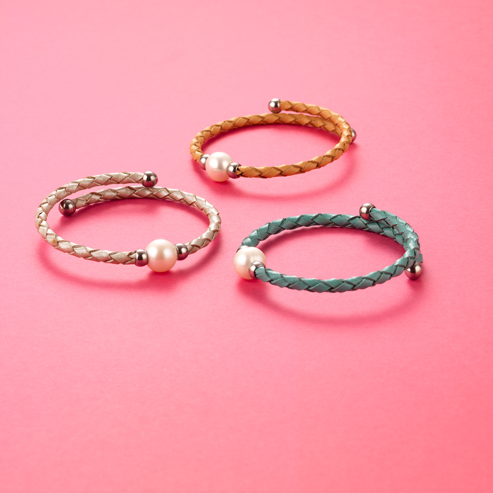 Colourful Leather Pearl Bracelets