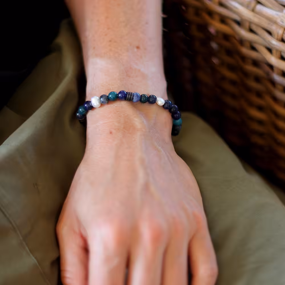 Lava Stainless Steel Freshwater Pearl in Blue